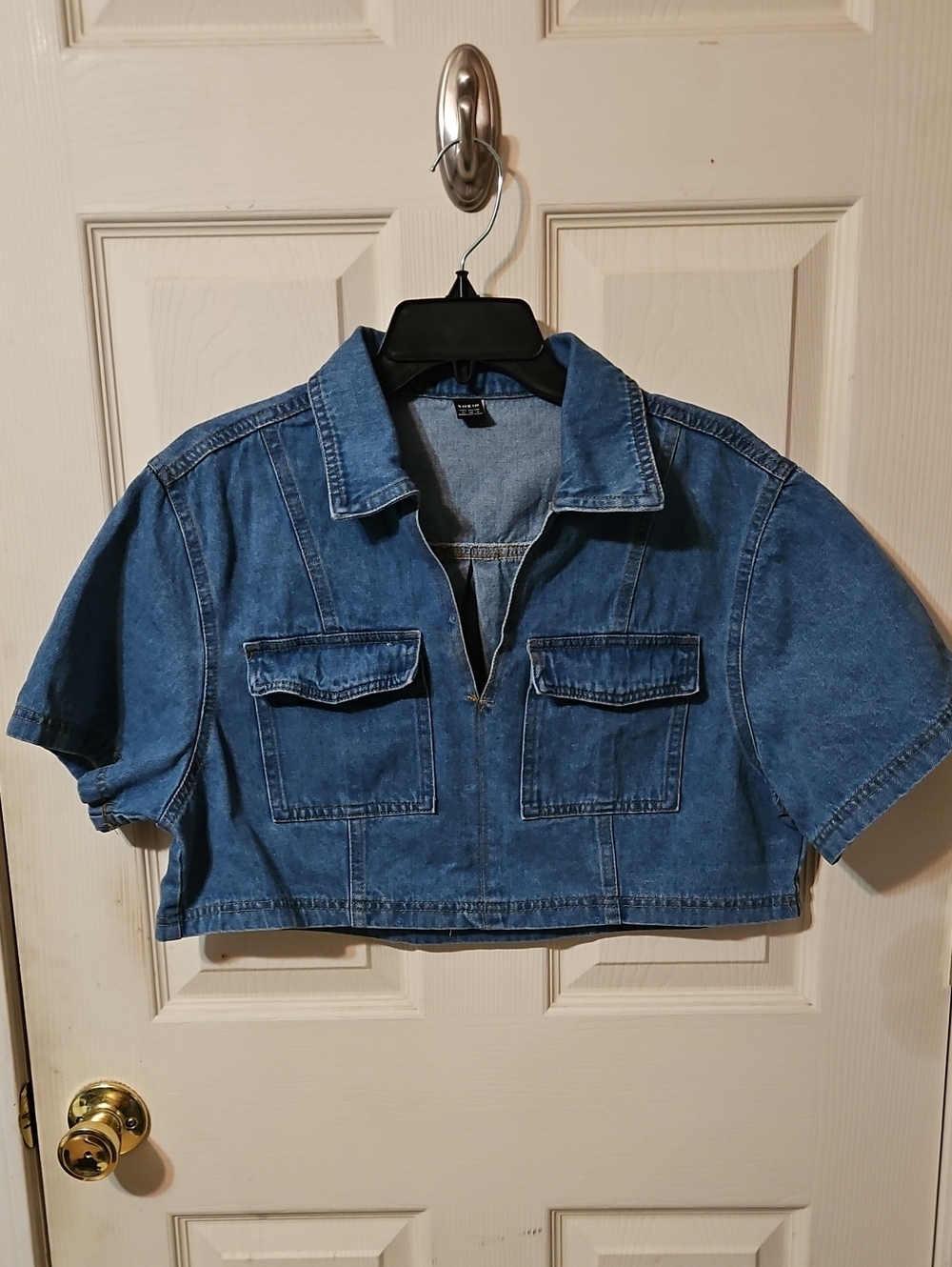 SHEIN Blue Denim Crop Top